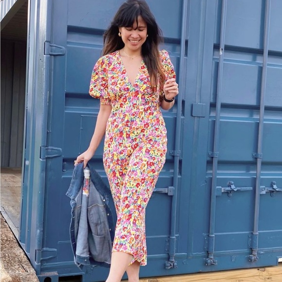 Rixo x Target Colorful Floral Puff Sleeve Midi Dress - Picture 9 of 15